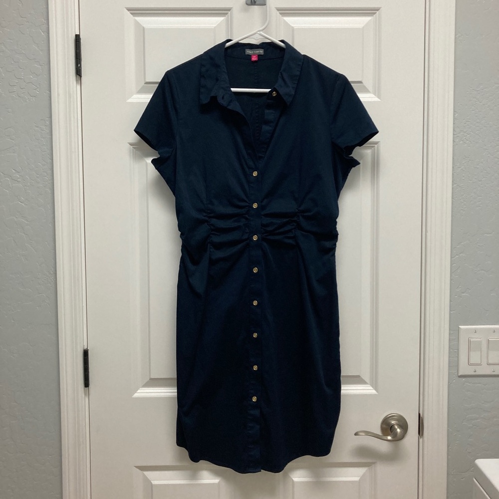 Vince Camuto button down navy blue dress - size 14